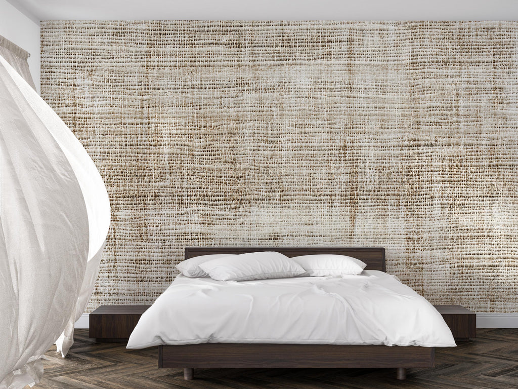 3D Woven Linen Texture Wallpaper Mural | Neutral Modern Wall Decor | Stylish Bold Wall Art for Bedroom Living Room Office | Gift Home