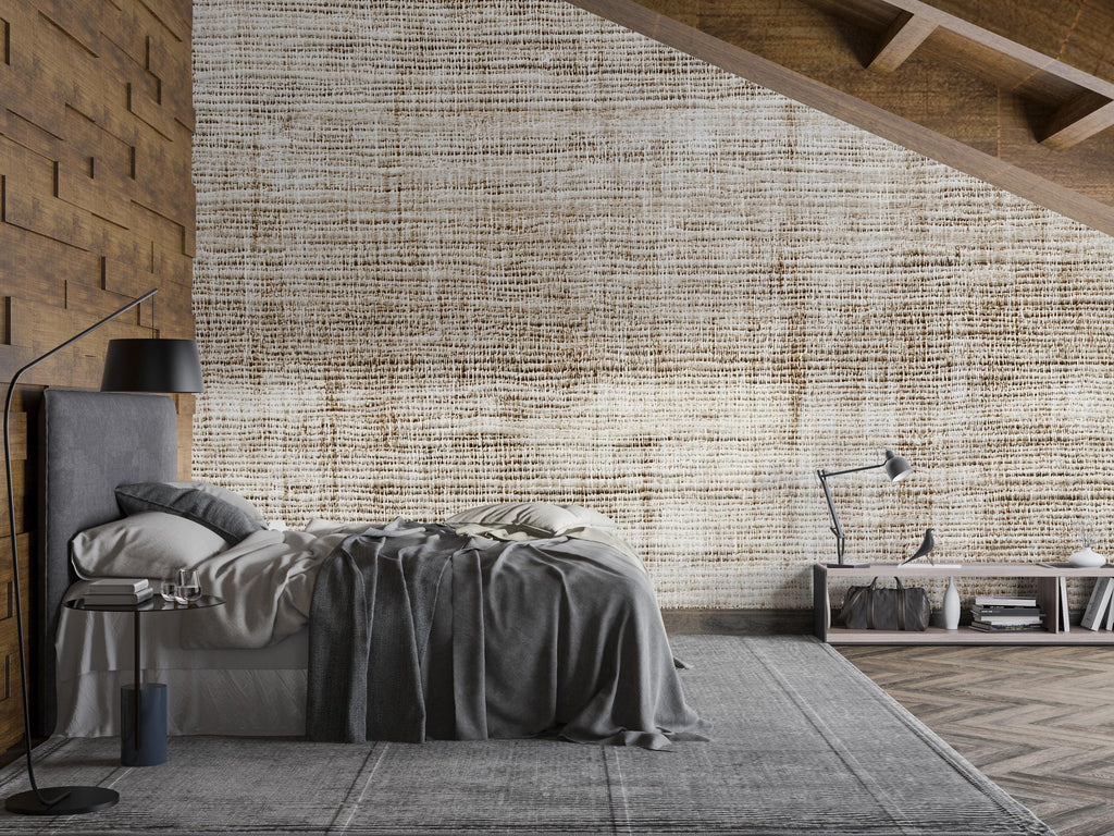 3D Woven Linen Texture Wallpaper Mural | Neutral Modern Wall Decor | Stylish Bold Wall Art for Bedroom Living Room Office | Gift Home