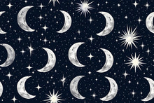 Load image into Gallery viewer, 3D Moon and Stars Celestial Wallpaper Mural | Stylish Nursery Kids Room Wall Decor | Bold Modern Night Sky Wall Art Gift for Home Makeover