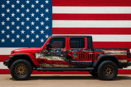 Patriotic American Flag Jeep Wrap | USA Flag Car Vinyl for Truck or SUV | Offroad Freedom Design | Gift for Veterans & Jeep Lovers