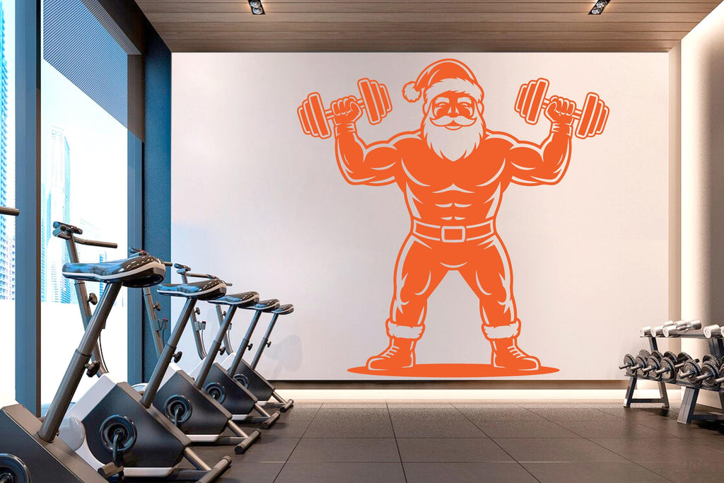 Santa Gym Wall Decor Santa Claus Fitness Wall Art Gym Wall Decals Gorilla Wall Decal Gifts Home Gym Wall Sticker Gym 938RS
