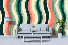 Load image into Gallery viewer, 3D Retro Wave Stripes Wallpaper Mural | Bold Stylish Modern Wall Decor | Layered Abstract Wavy Lines for Living Room Bedroom Office | Gift