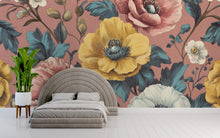 Load image into Gallery viewer, 3D Oversized Floral Wallpaper Mural | Bold Vintage Botanical Wall Decor | Stylish Modern Wall Art for Bedroom Living Room Office