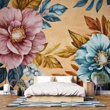 Load image into Gallery viewer, 3D Oversized Floral Wallpaper Mural | Bold Vintage Botanical Wall Decor | Stylish Modern Wall Art for Bedroom Living Room Office