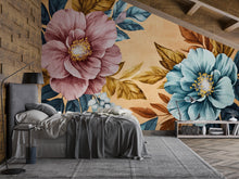 Load image into Gallery viewer, 3D Oversized Floral Wallpaper Mural | Bold Vintage Botanical Wall Decor | Stylish Modern Wall Art for Bedroom Living Room Office