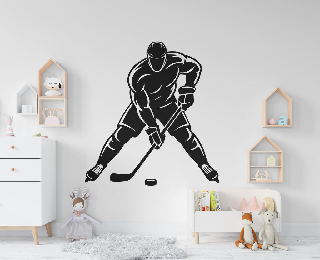 Hockey wall decal Sport Wall Decal Kids Decal Hockey player wall decor Gifts wall Vinyl Wall Sticker Boy Room 942RS