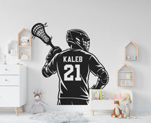 Load image into Gallery viewer, Large Custom Name Lacrosse Player wall decal Sport Wall Decal Kids Decal Personalized Lacrosse wall Vinyl Wall Sticker Boy Room 943RS