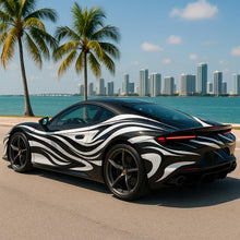 Load image into Gallery viewer, Black And White Wave Supercar Wrap | Modern Flow Vinyl Car Wrap | Custom Luxury Vehicle Design | Gift For Car Lovers | Minimalist Sports Car