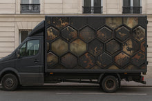 Load image into Gallery viewer, Black Honeycomb Truck Wrap | Industrial Metallic Vinyl Wrap | Geometric Hex Pattern Vehicle Wrap | Gift For Car Lovers | Custom Business