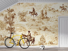 Load image into Gallery viewer, 3D Vintage Cowboy Western Wallpaper Mural | Rustic Wild West Wall Decor | Stylish Bold Statement Wall Art for Bedroom Living Room Kids Room