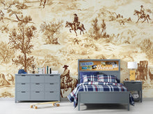 Load image into Gallery viewer, 3D Vintage Cowboy Western Wallpaper Mural | Rustic Wild West Wall Decor | Stylish Bold Statement Wall Art for Bedroom Living Room Kids Room
