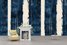 Load image into Gallery viewer, Modern Navy Abstract Stripe Wallpaper Mural | Bold Blue &amp; Beige Wall Decor | Stylish Contemporary Statement Wall Art for Living Room Bedroom