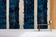 Load image into Gallery viewer, Modern Navy Abstract Stripe Wallpaper Mural | Bold Blue &amp; Beige Wall Decor | Stylish Contemporary Statement Wall Art for Living Room Bedroom