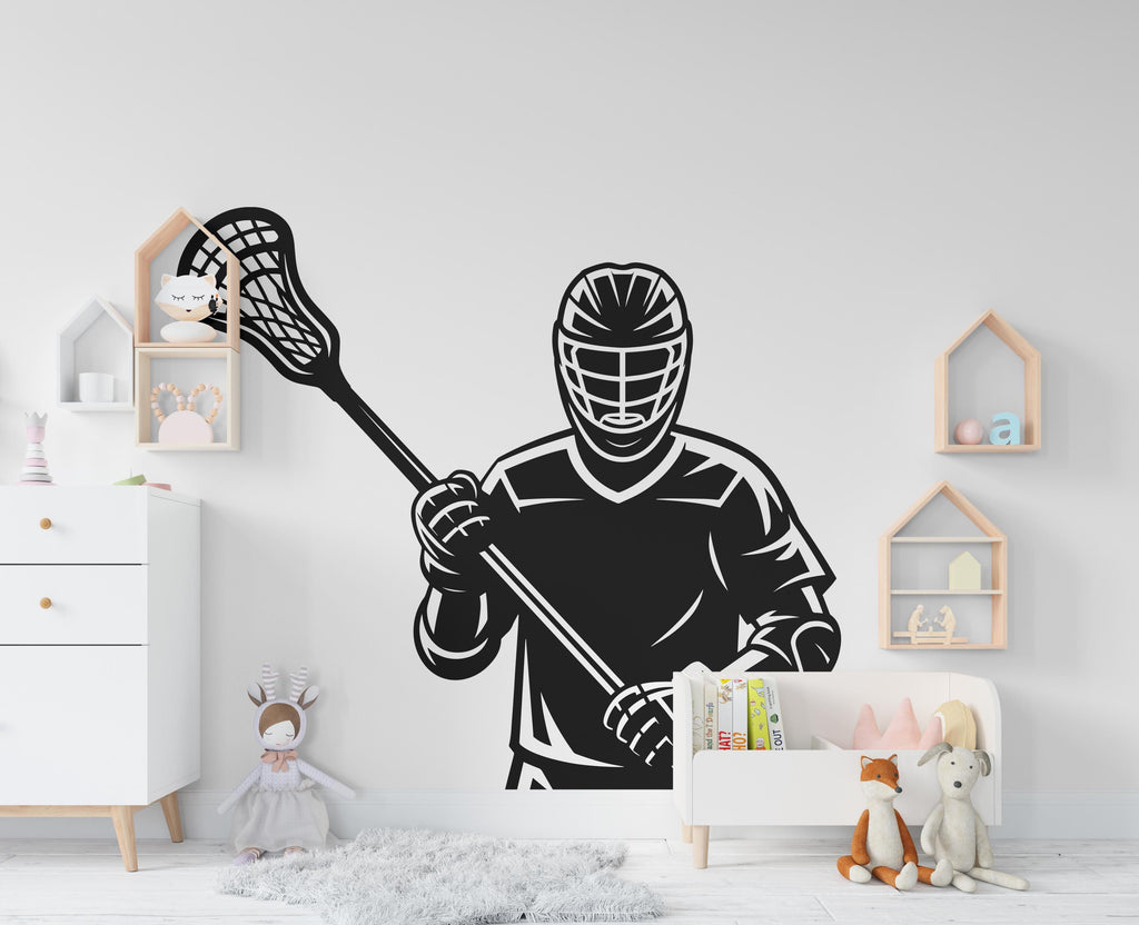 Lacrosse Player wall decal Sport Wall Decal Kids Decal Personalized Lacrosse wall Vinyl Wall Sticker Boy Room 944RS