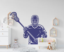 Load image into Gallery viewer, Lacrosse Player wall decal Sport Wall Decal Kids Decal Personalized Lacrosse wall Vinyl Wall Sticker Boy Room 944RS