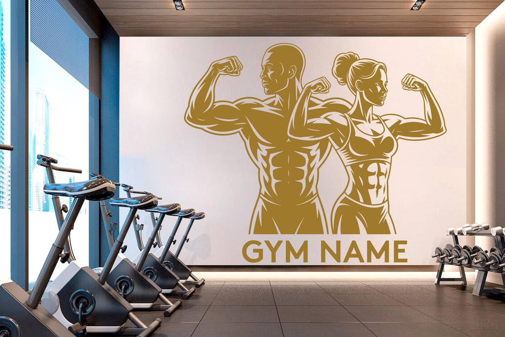 Couple Gym Wall Decal Custom Name Fitness Wall Art Decor Crossfit Wall Decal Crossfit Gift Home Gym Wall Sticker Motivational Decal 945RS