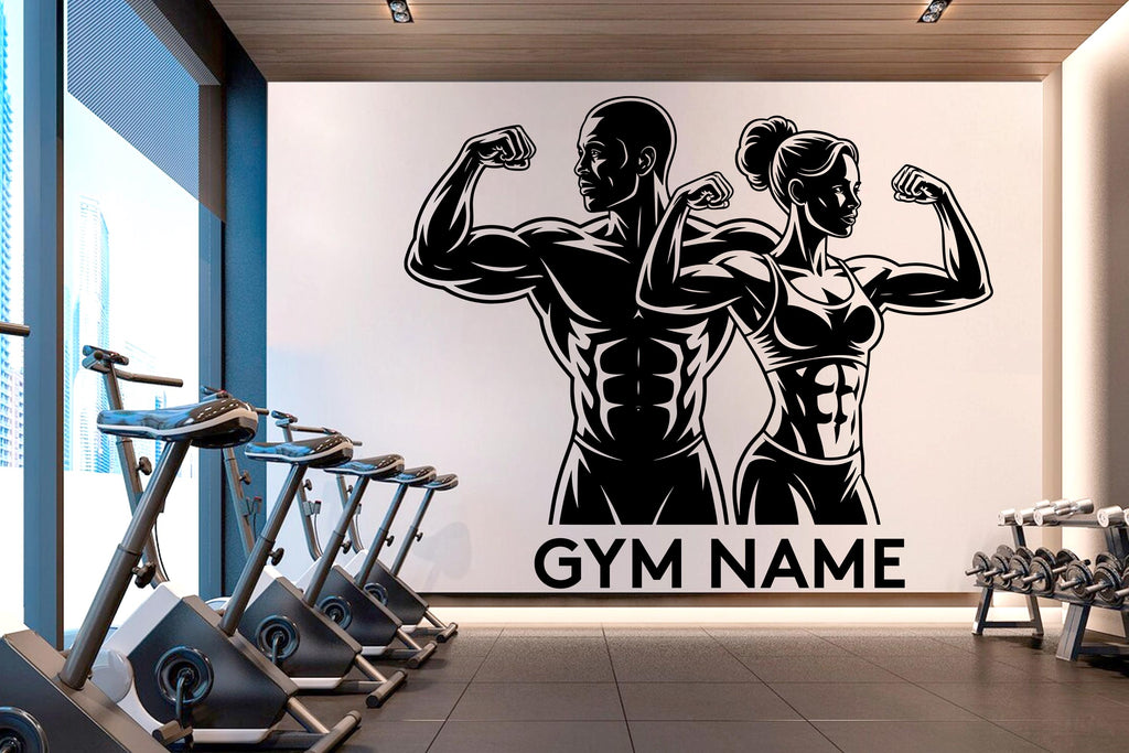 Couple Gym Wall Decal Custom Name Fitness Wall Art Decor Crossfit Wall Decal Crossfit Gift Home Gym Wall Sticker Motivational Decal 945RS