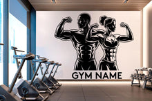 Load image into Gallery viewer, Couple Gym Wall Decal Custom Name Fitness Wall Art Decor Crossfit Wall Decal Crossfit Gift Home Gym Wall Sticker Motivational Decal 945RS