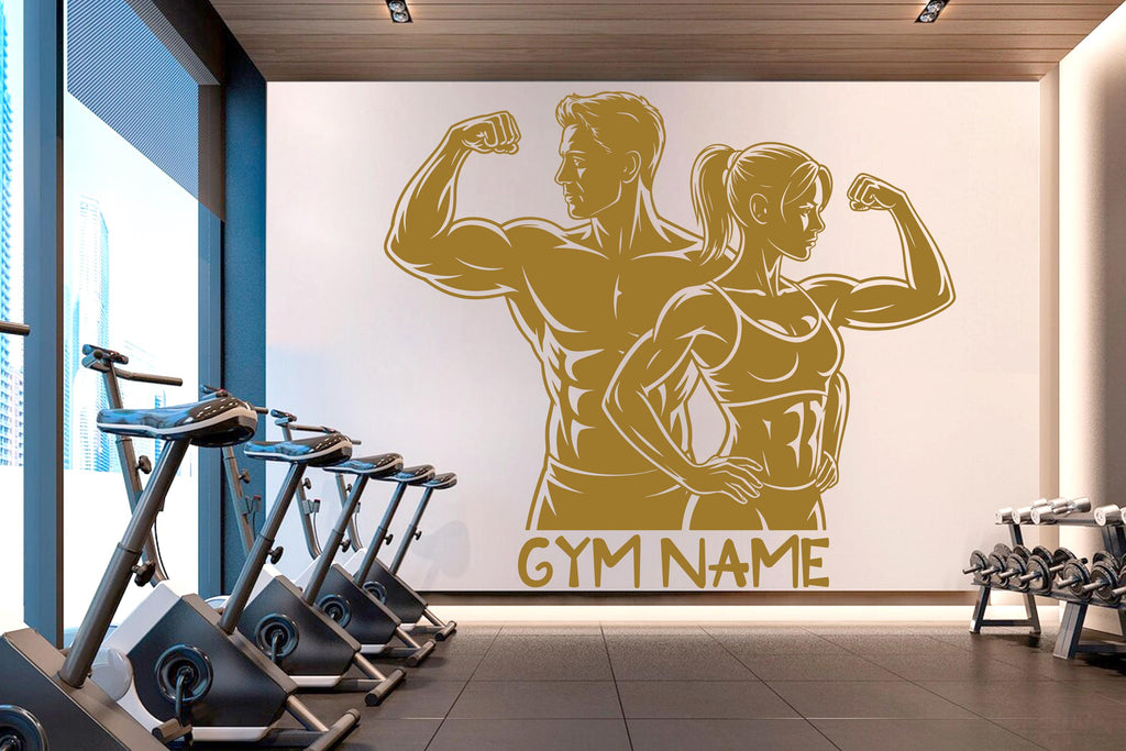 Couple Gym Wall Decal Custom Name Fitness Wall Art Decor Crossfit Wall Decal Crossfit Gift Home Gym Wall Sticker Motivational Decal 946RS