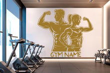Load image into Gallery viewer, Couple Gym Wall Decal Custom Name Fitness Wall Art Decor Crossfit Wall Decal Crossfit Gift Home Gym Wall Sticker Motivational Decal 946RS
