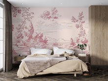 Load image into Gallery viewer, Pink Toile Wallpaper Mural – Elegant Vintage French Style Wall Decor For Bedroom, Romantic Country Wall Art, Stylish Wallpaper Gift