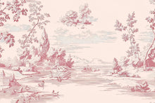 Load image into Gallery viewer, Pink Toile Wallpaper Mural – Elegant Vintage French Style Wall Decor For Bedroom, Romantic Country Wall Art, Stylish Wallpaper Gift