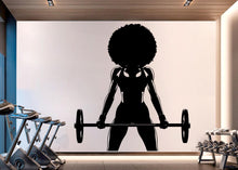 Load image into Gallery viewer, Gym Wall Decal Afro Girl Power fitness Quote Decor Workout Art Vinyl Gym Wall Stickers Bedroom Gym Workout Girl Motivation Crossfit 918RS