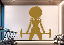 Load image into Gallery viewer, Gym Wall Decal Afro Girl Power fitness Quote Decor Workout Art Vinyl Gym Wall Stickers Bedroom Gym Workout Girl Motivation Crossfit 918RS