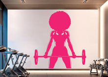 Load image into Gallery viewer, Gym Wall Decal Afro Girl Power fitness Quote Decor Workout Art Vinyl Gym Wall Stickers Bedroom Gym Workout Girl Motivation Crossfit 918RS