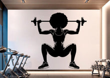 Load image into Gallery viewer, Gym Wall Decal Afro Girl Power fitness Quote Decor Workout Art Vinyl Gym Wall Stickers Bedroom Gym Workout Girl Motivation Crossfit 919RS