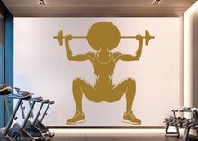 Load image into Gallery viewer, Gym Wall Decal Afro Girl Power fitness Quote Decor Workout Art Vinyl Gym Wall Stickers Bedroom Gym Workout Girl Motivation Crossfit 919RS