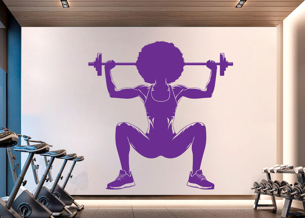 Gym Wall Decal Afro Girl Power fitness Quote Decor Workout Art Vinyl Gym Wall Stickers Bedroom Gym Workout Girl Motivation Crossfit 919RS