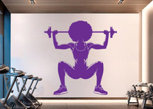 Load image into Gallery viewer, Gym Wall Decal Afro Girl Power fitness Quote Decor Workout Art Vinyl Gym Wall Stickers Bedroom Gym Workout Girl Motivation Crossfit 919RS