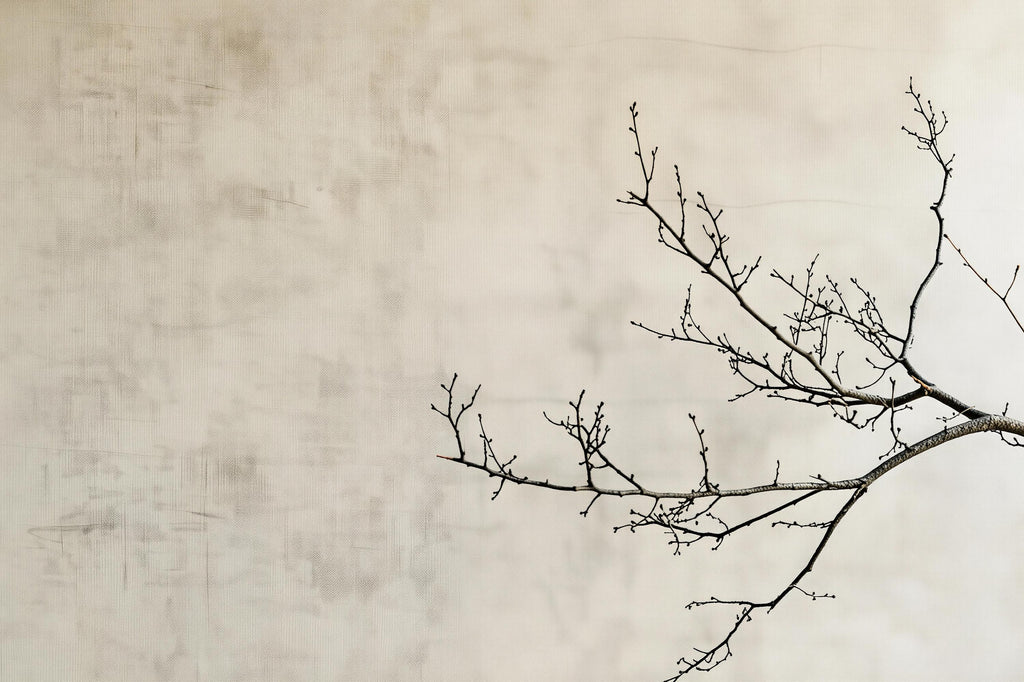 Minimalist Tree Branch Wallpaper Mural – Japanese Zen Style Wall Decor for Bedroom, Modern Neutral Aesthetic, Stylish Gift, Peel & Stick