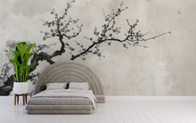 Load image into Gallery viewer, Japanese Cherry Blossom Tree Branch Wallpaper Mural – Minimalist Zen Style Wall Decor, Modern Neutral Aesthetic, Stylish Gift, Peel &amp; Stick