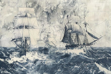 Load image into Gallery viewer, Nautical Sailing Ship Wallpaper, Vintage Ocean Wall Mural, Maritime Sea Decor, Bold Coastal Wall Art, Stylish Boys Room Wallpaper Gift Idea