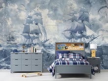 Load image into Gallery viewer, Vintage Sailing Ship Wallpaper, Nautical Ocean Wall Mural, Maritime Sea Decor for Boys Room, Bold Coastal Wall Art, Stylish Gift Wallpaper