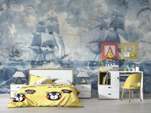 Load image into Gallery viewer, Vintage Sailing Ship Wallpaper, Nautical Ocean Wall Mural, Maritime Sea Decor for Boys Room, Bold Coastal Wall Art, Stylish Gift Wallpaper