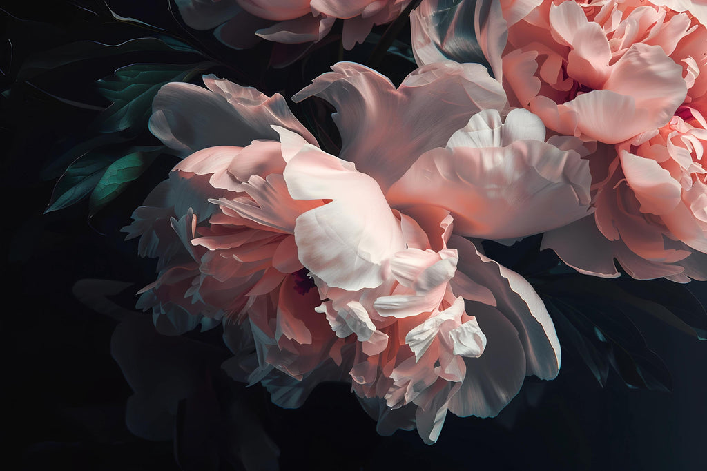 Dark Floral Wallpaper Mural, Oversized Peony Wall Art, Bold Romantic Flower Wall Decor, Stylish Modern Wallpaper for Bedroom or Living Room