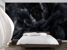 Load image into Gallery viewer, Modern Black Floral Wallpaper Mural – Bold Dark Flower Wall Decor for Bedroom or Living Room – Stylish Statement Wall Art – Elegant