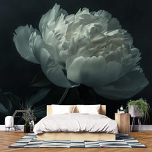 Load image into Gallery viewer, White Floral Wallpaper Mural – Elegant Oversized Peony Wall Decor for Bedroom or Living Room – Modern Removable Wallpaper Stylish Bold