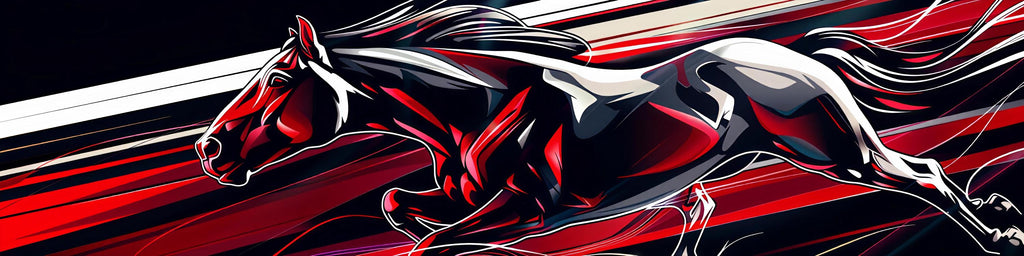Black Red Mustang Horse Car Wrap | Custom Racing Vinyl | Muscle Car Wrap | Gift For Car Lovers | Show Car Graphics | Holiday Automotive Art