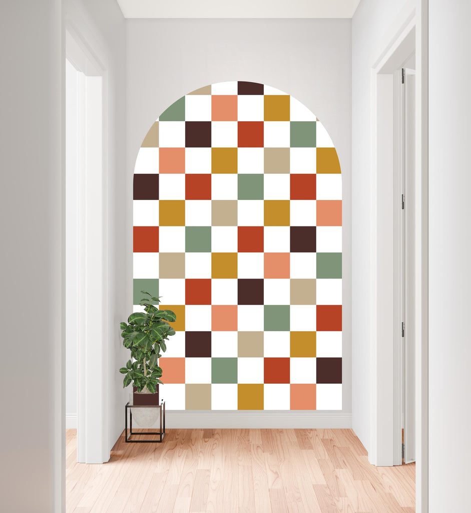 Checkered Wall Decal, Bed Arch Sticker, Hedboard Wall Decal, Arch Wall Decal, Racing Wall Decal Sticker, Nursery Super King Bed Arch 922RS