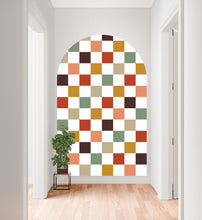 Load image into Gallery viewer, Checkered Wall Decal, Bed Arch Sticker, Hedboard Wall Decal, Arch Wall Decal, Racing Wall Decal Sticker, Nursery Super King Bed Arch 922RS