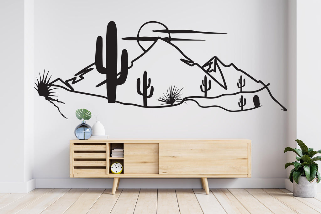Desert wall decal Cactus wall decal Desert Stickers Nature Decal Art Sun Stickers Mountain Stickers Decor 923RS