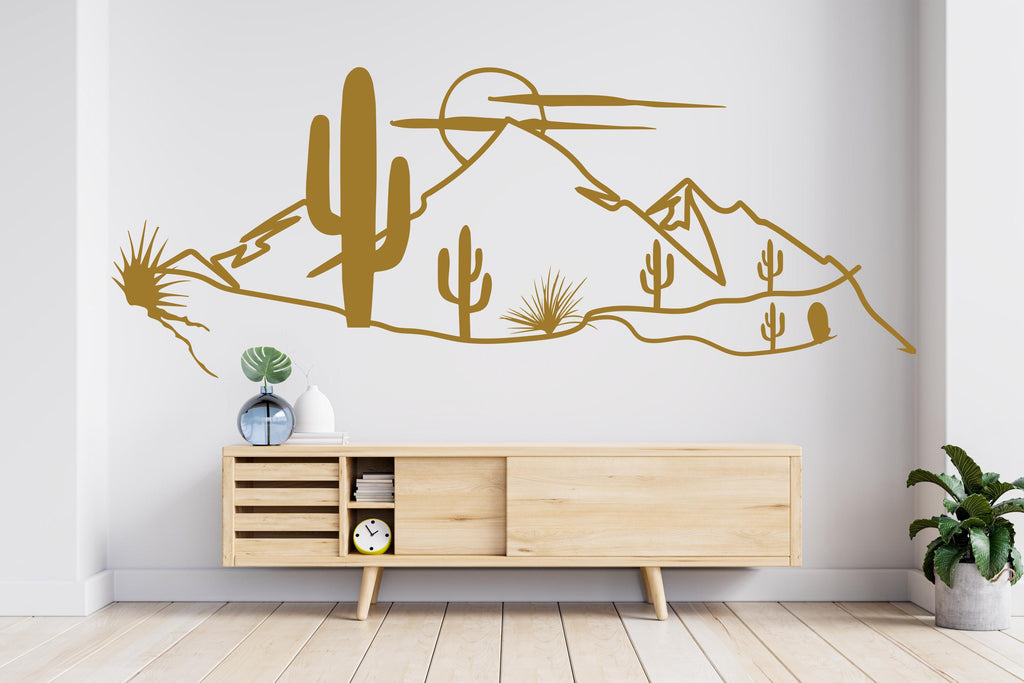 Desert wall decal Cactus wall decal Desert Stickers Nature Decal Art Sun Stickers Mountain Stickers Decor 923RS