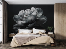 Load image into Gallery viewer, Black and White Floral Wallpaper Mural – Oversized Peony Wall Decor for Bedroom or Living Room – Modern Bold Statement Wall Art – Removable
