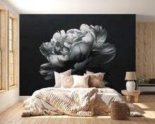 Load image into Gallery viewer, Black and White Floral Wallpaper Mural – Oversized Peony Wall Decor for Bedroom or Living Room – Modern Bold Statement Wall Art – Removable