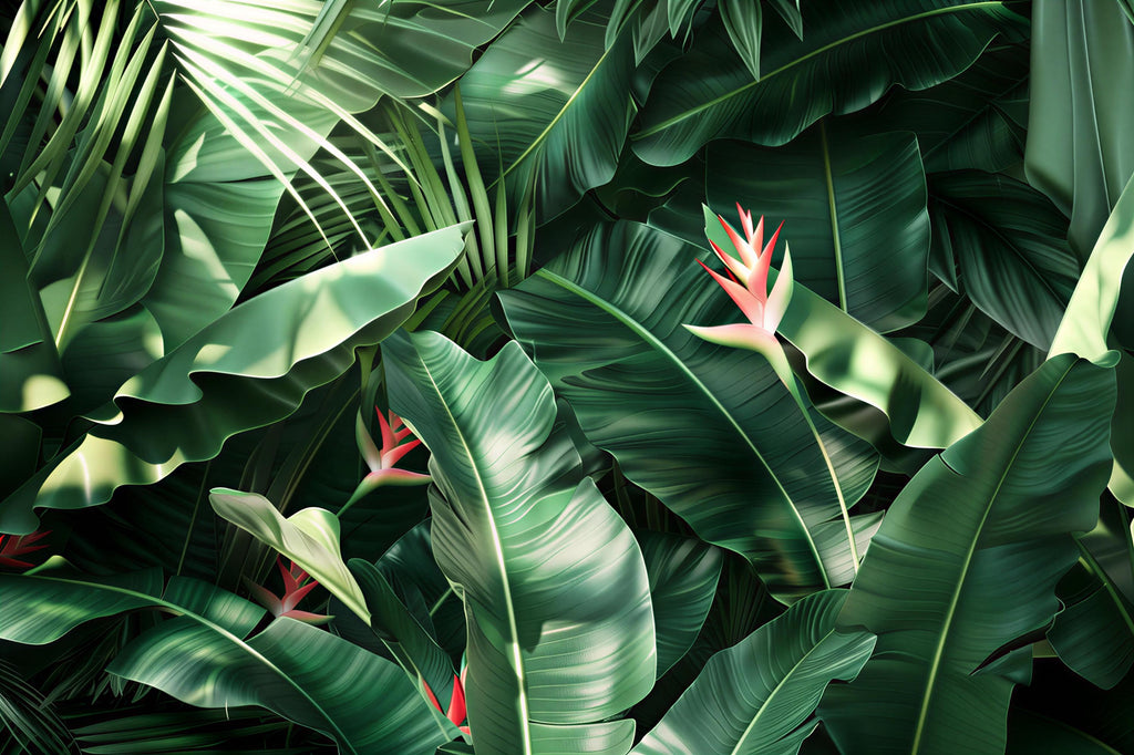 Tropical Leaf Wallpaper Mural – Jungle Banana Leaf Wall Decor for Bedroom or Living Room – Modern Bold Accent Wall Art – Removable Stylish
