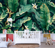 Load image into Gallery viewer, Tropical Jungle Leaf Wallpaper Mural – Bold Banana Leaf Wall Decor for Kids Room, Nursery or Living Room – Modern Peel and Stick Removable